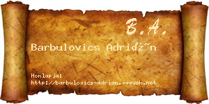 Barbulovics Adrián névjegykártya
